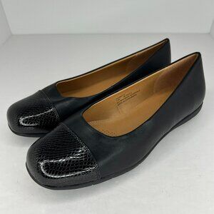 Comfortview Womens FAY 03181 Black Reptile Print Cap Toe Size 11W Slip On Shoes